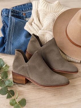 SUEDE TAUPE CHELSEA ANKLE BOOTIES SIZE 8.5 EUC ZARA